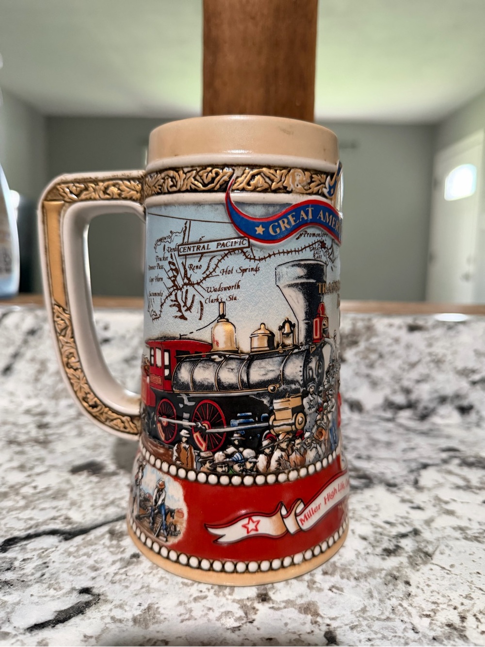 Vintage Miller High Life Stein № 3 "First Transcontinental Railway, 1869"